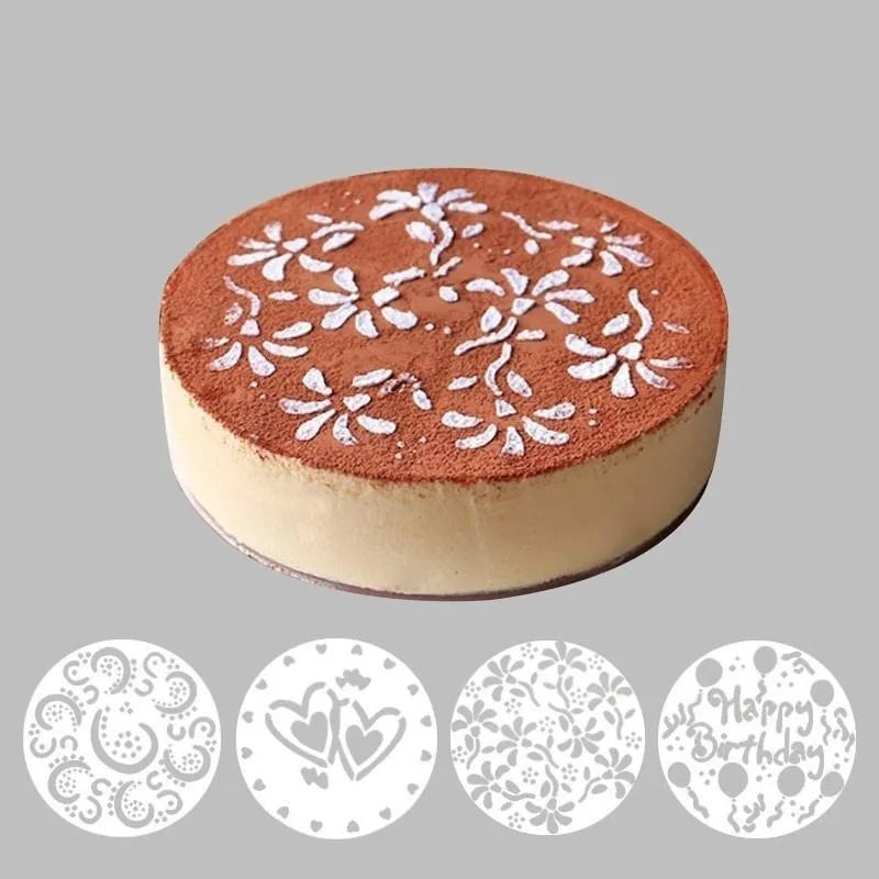 4-Piece Cake Stencils Set – Latte Art & Pastry Decorating Molds Cake Decorating Stencils Babs