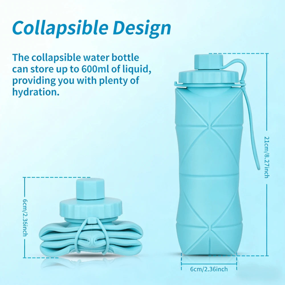 Food Grade Silicone Collapsible Water Bottle 600ml Foldable Collapsible Water Bottle Babs