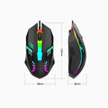HUXUAN USB Wired Gaming Mouse RGB 1200 DPI Silent Ergonomic Wired Gaming Mouse Babs black