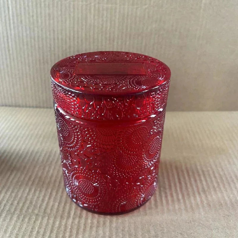 Glass Candle Jar with Lid – DIY Storage & Home Décor Glass Storage Jar Babs Red