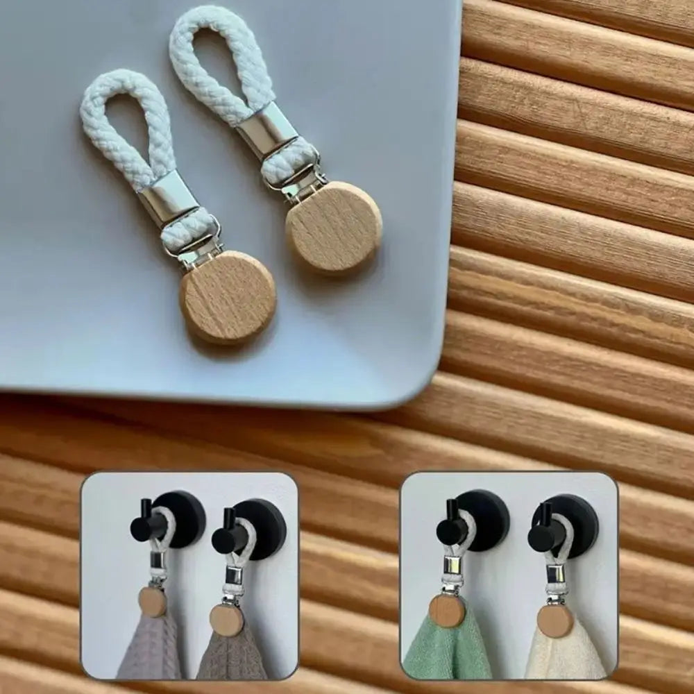 4-Pack Braided Cotton Towel Hanging Clips – Woven Rope Clamps Towel Hanging Clips Babs