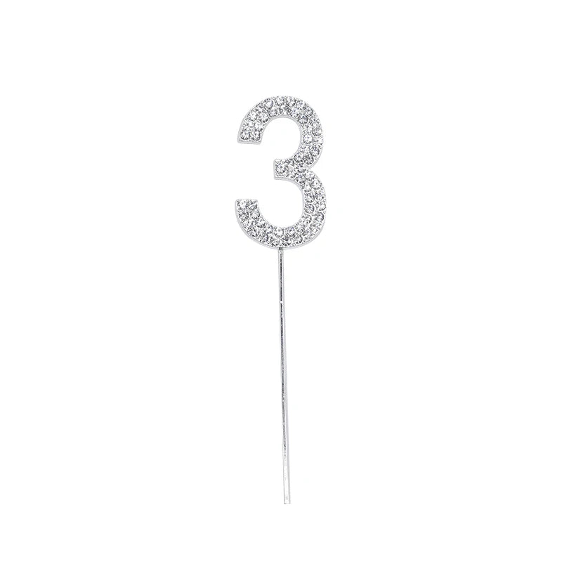 Glitter Rhinestone Number Cake Topper – Gold & Silver Decor Cake Topper Babs silver 3