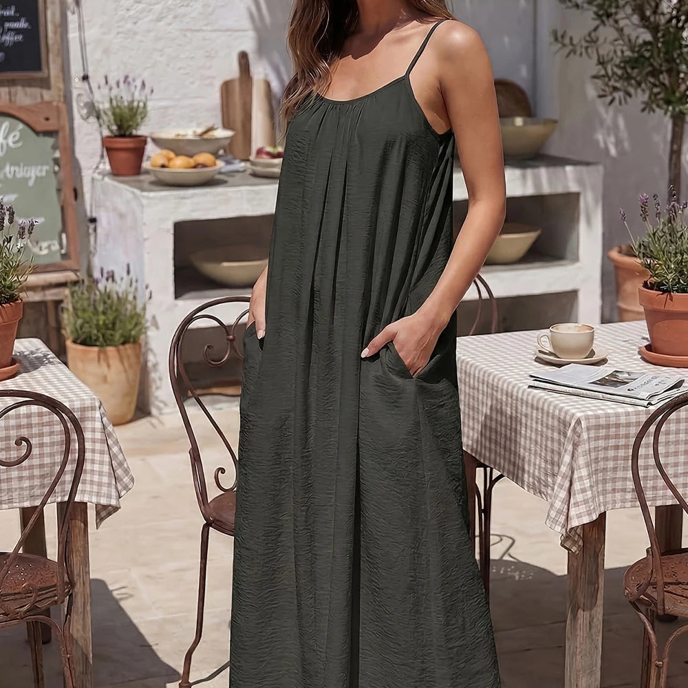 Backless Tie-Up Cami Maxi Dress – Sleeveless Beach Sundress Maxi Cami Dress Babs