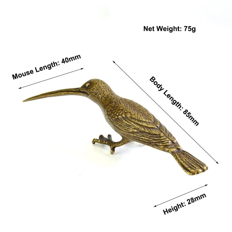 Vintage Copper Woodpecker Figurine | Brass Bird Statue Desk Decor Decorative Figurine Babs Long Mouth Bird