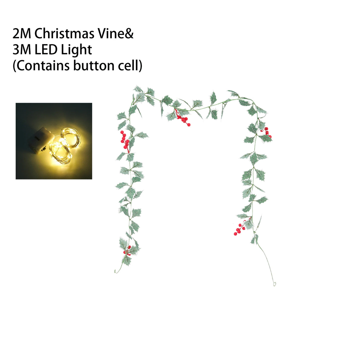 Artificial Red Berry LED Vine – Wedding & Christmas Décor Artificial LED Vine Babs White Green