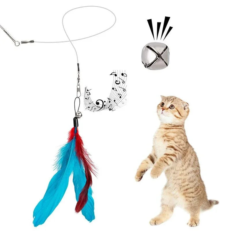 11-Piece Replacement Cat Feather Toy Set & Retractable Wand Cat Feather Toy Set Babs