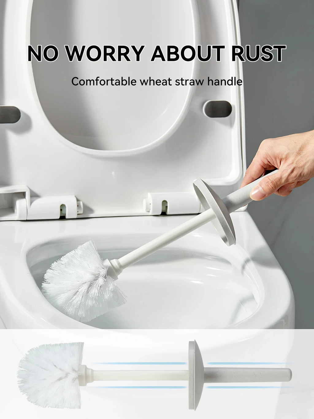 Toilet Brush with Standing Base & Long Handle | WC Cleaner Toilet Brush Set Babs