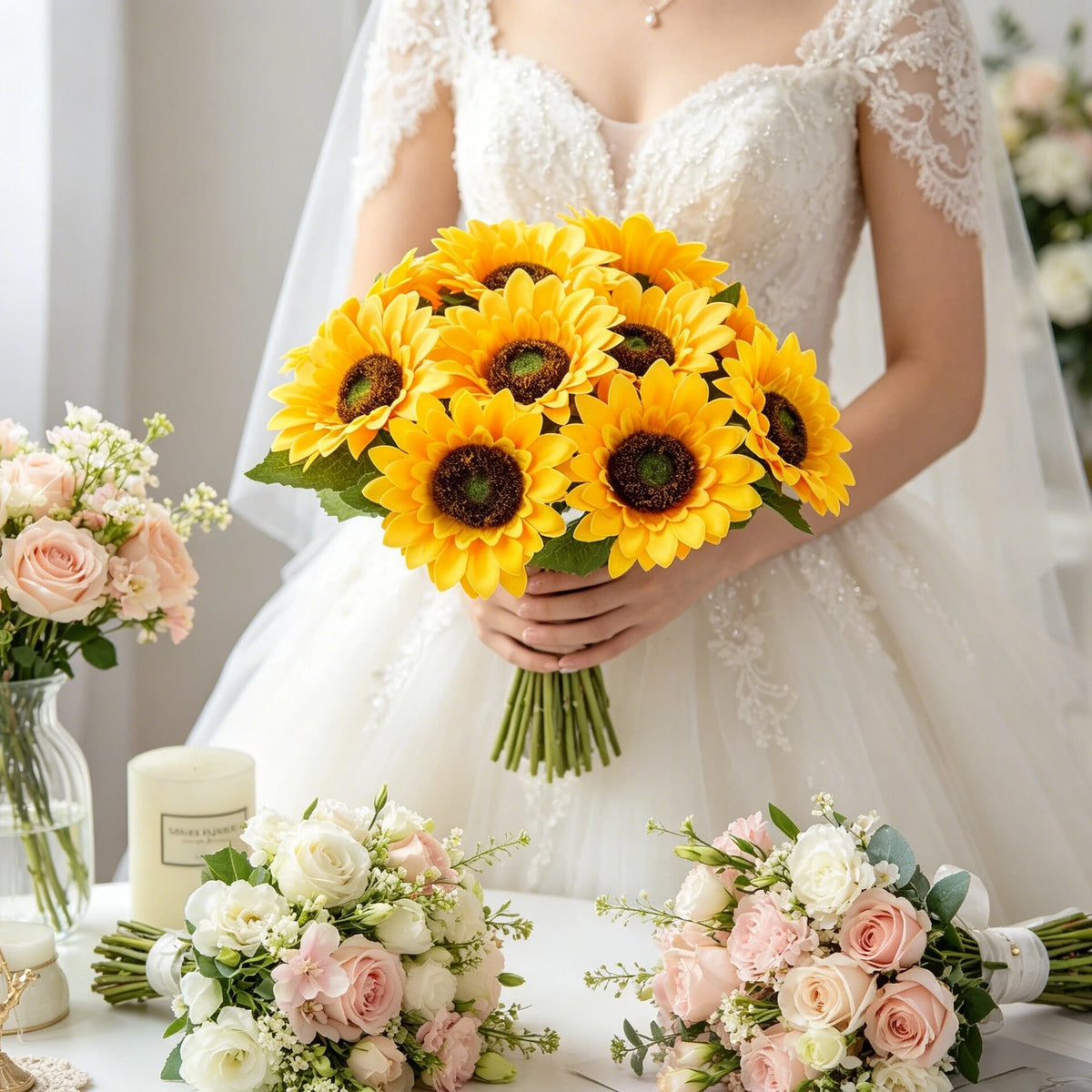 Artificial Silk Sunflower & Gerbera Bouquet | DIY Home Decor Artificial Flower Bouquet Babs