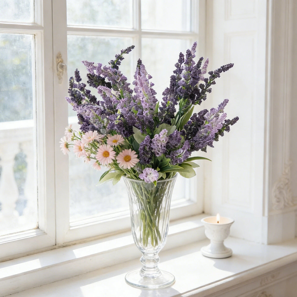 Artificial Lavender Foam Flowers – Wedding & Home Décor Stems Artificial Flower Stems Babs