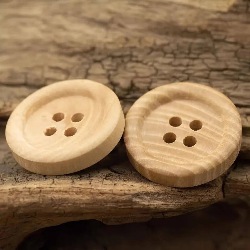Natural Wood Buttons 4-Hole for Sewing & Crafts | Set Wood Sewing Buttons Babs