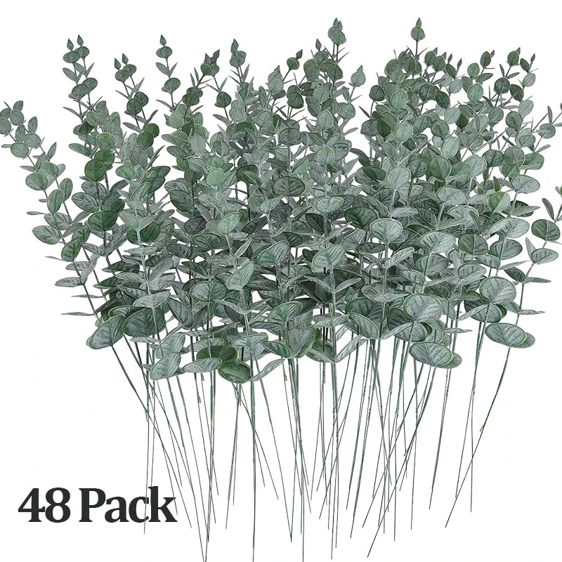 Artificial Eucalyptus Stems – Real Touch Faux Greenery Branches Artificial Greenery Stems Babs 48 Pack