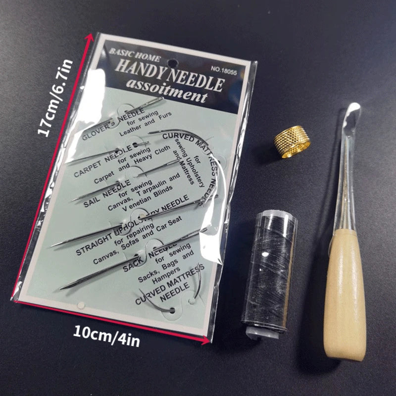 Leather Craft Sewing Awl Kit – Needles, Thimble & Waxed Thread Leathercraft Sewing Kit Babs
