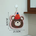 Coral Velvet Cartoon Hanging Hand Towel – Super Absorbent Hanging Hand Towel Babs pink bear