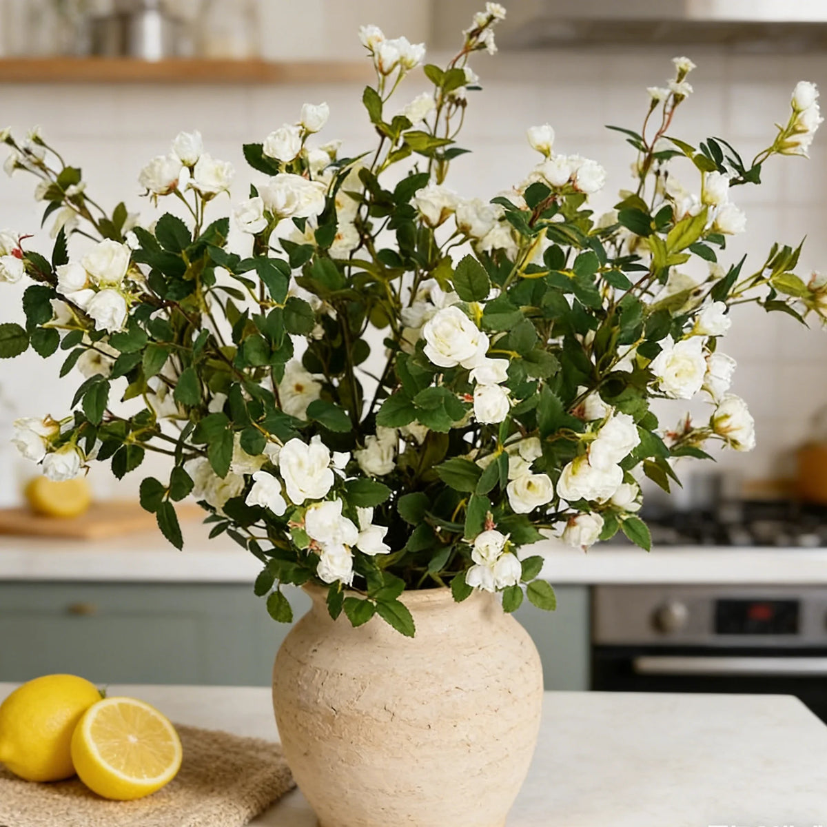 Artificial Silk Camellia Daisy Flower Branch – Wedding & Home Artificial Flower Branch Babs