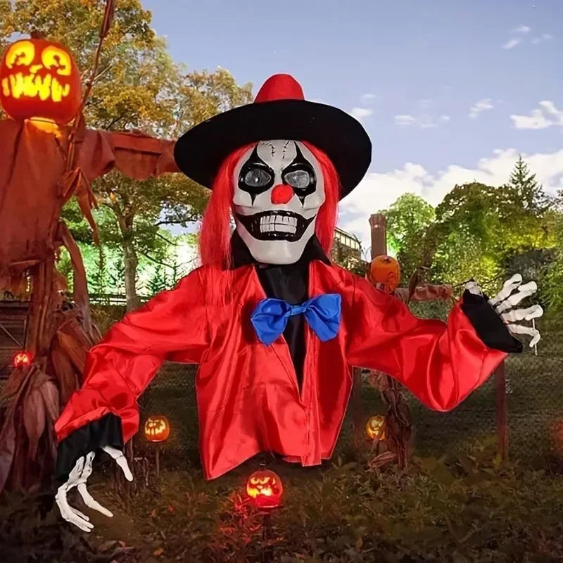 Creepy Clown Ghost Lawn Stake | Glowing Eyes Halloween Decor Halloween Lawn Stake Babs