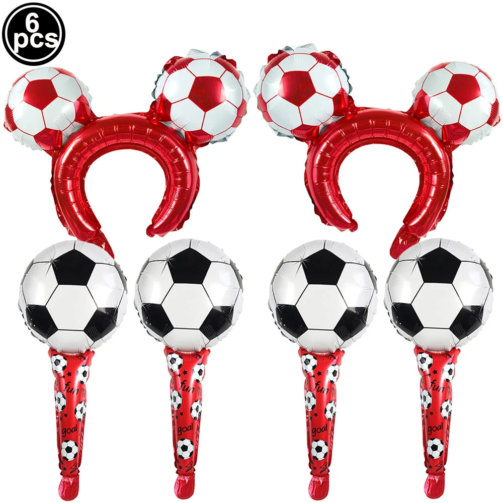 Boy's 8th Birthday Soccer Foil Balloons Party Set Birthday Party Balloons Babs Red As pictures show