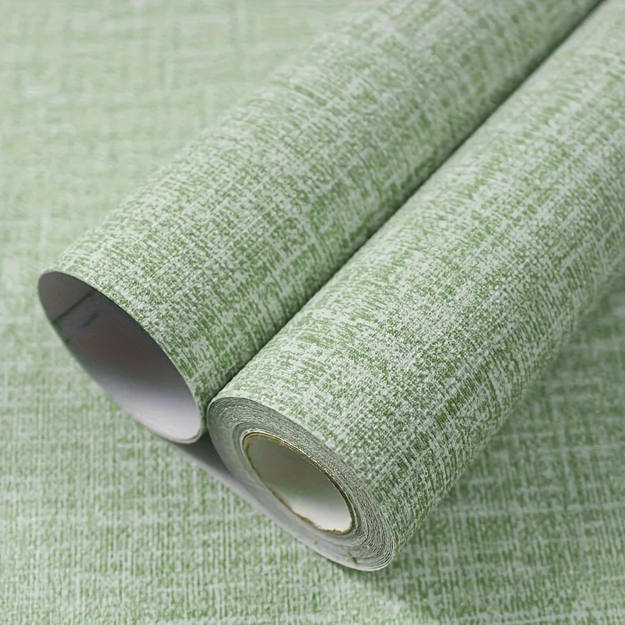 Vintage Linen Self-Adhesive Wallpaper – Peel & Stick Vinyl Peel & Stick Wallpaper Babs green 40cmx3m