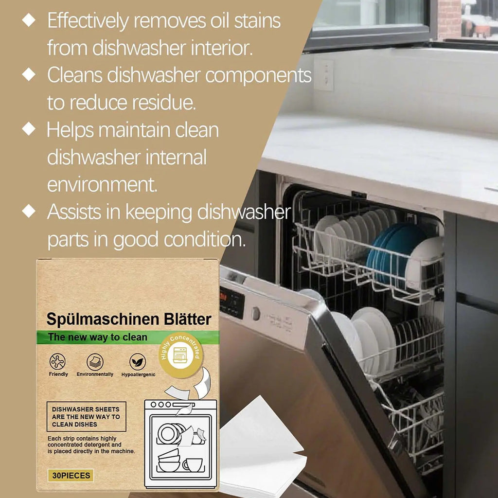 30-Pack Eco-Friendly Dishwasher Detergent Sheets – All Machines Dishwasher Detergent Sheets Babs