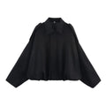Women's Vintage Oversized Pilot Jacket – Puff Sleeve Streetwear Women's Pilot Jacket Babs Black S