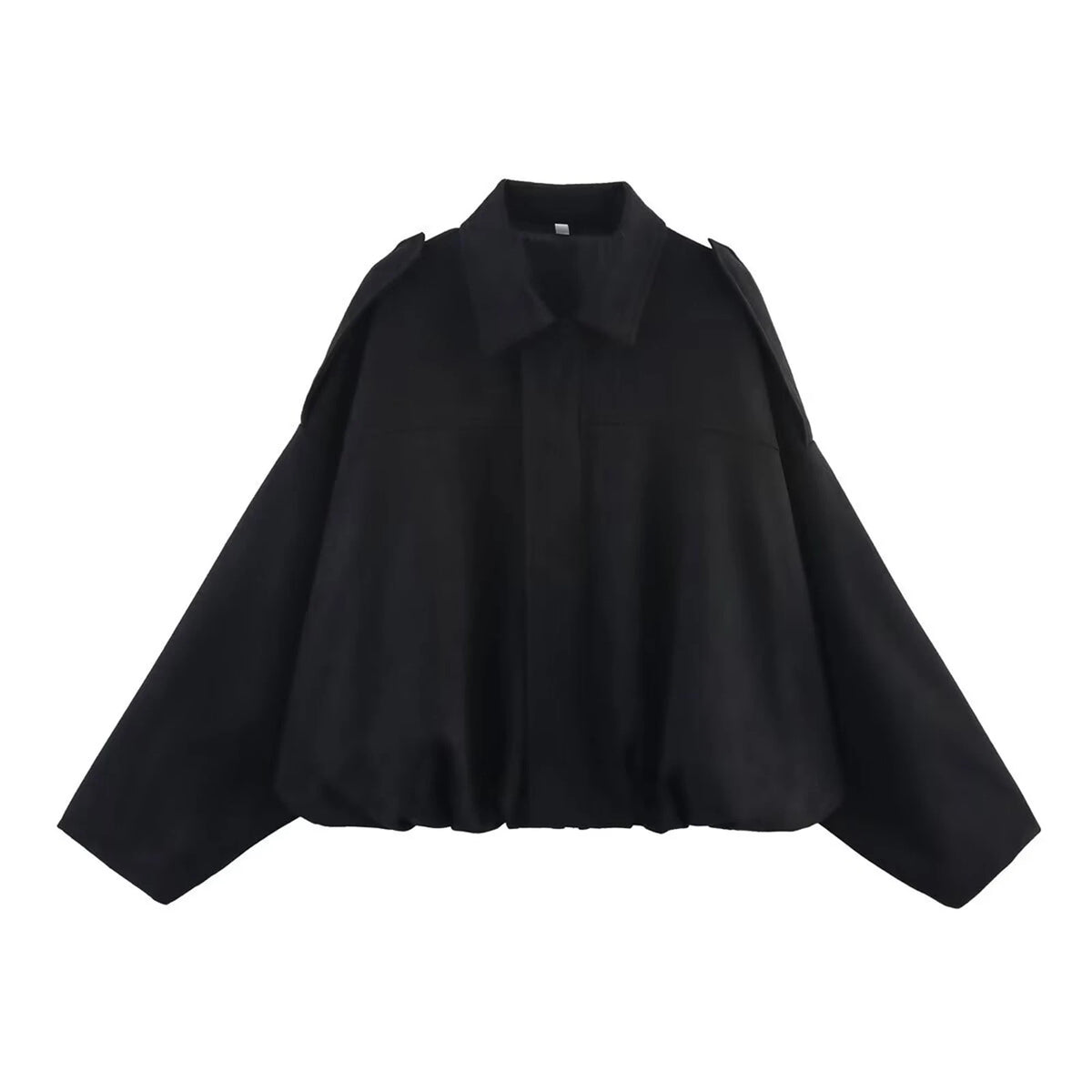 Women's Vintage Oversized Pilot Jacket – Puff Sleeve Streetwear Women's Pilot Jacket Babs Black S