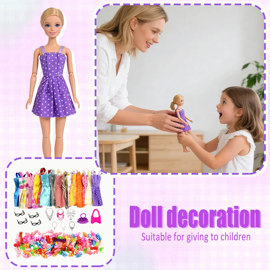 32-Piece Doll Clothes & Accessories – Dresses, Shoes & More Doll Accessories Set Babs