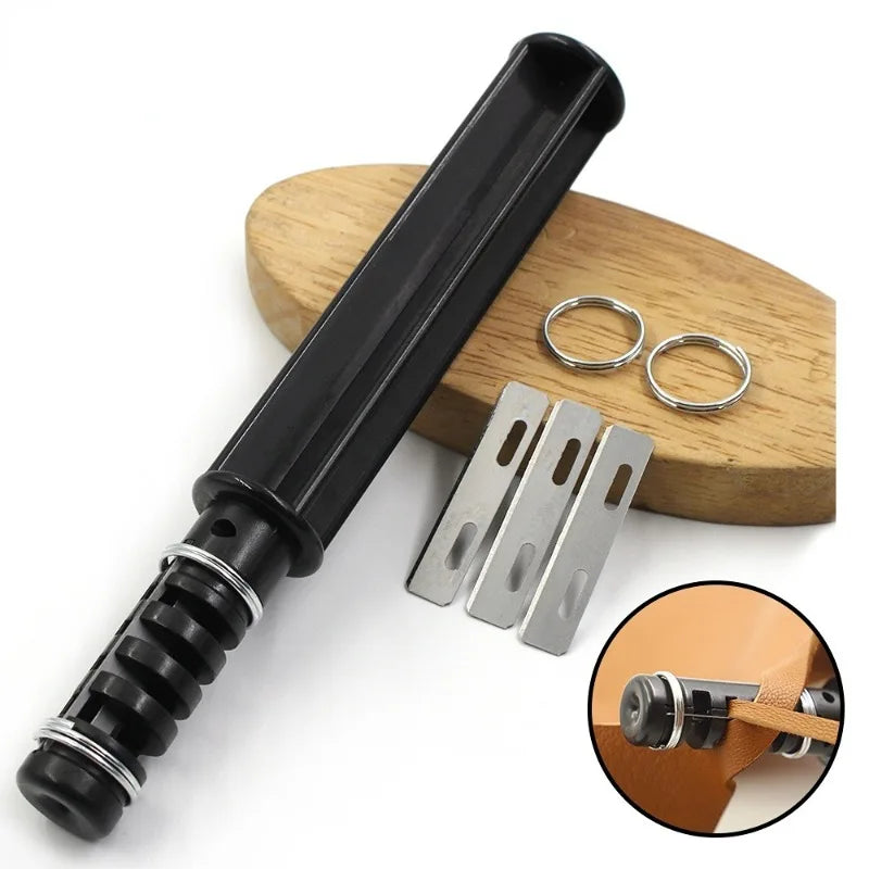 Leather Strip Cutter Tool – Leathercraft Knife with 3 Blades Leather Cutting Tool Babs Black