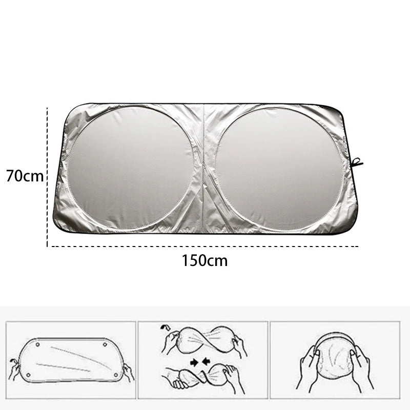 Foldable Car Windshield Sun Shade – UV Blocking Silver Visor Car Sun Shade Babs
