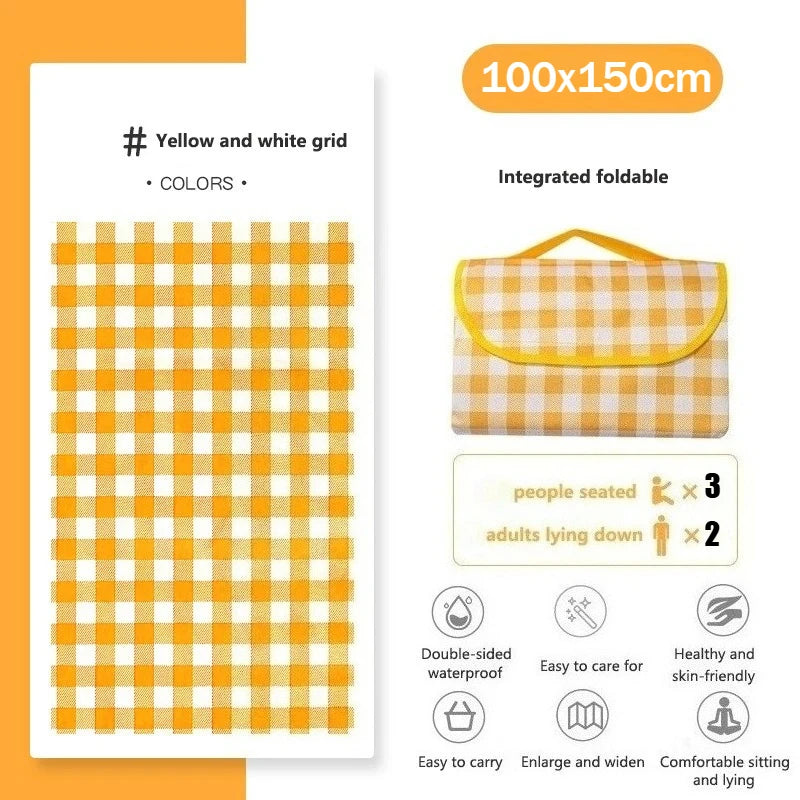 Large Waterproof Beach Blanket – Foldable Picnic Mat for Camping Outdoor Picnic Blanket Babs Yellow-100x150cm