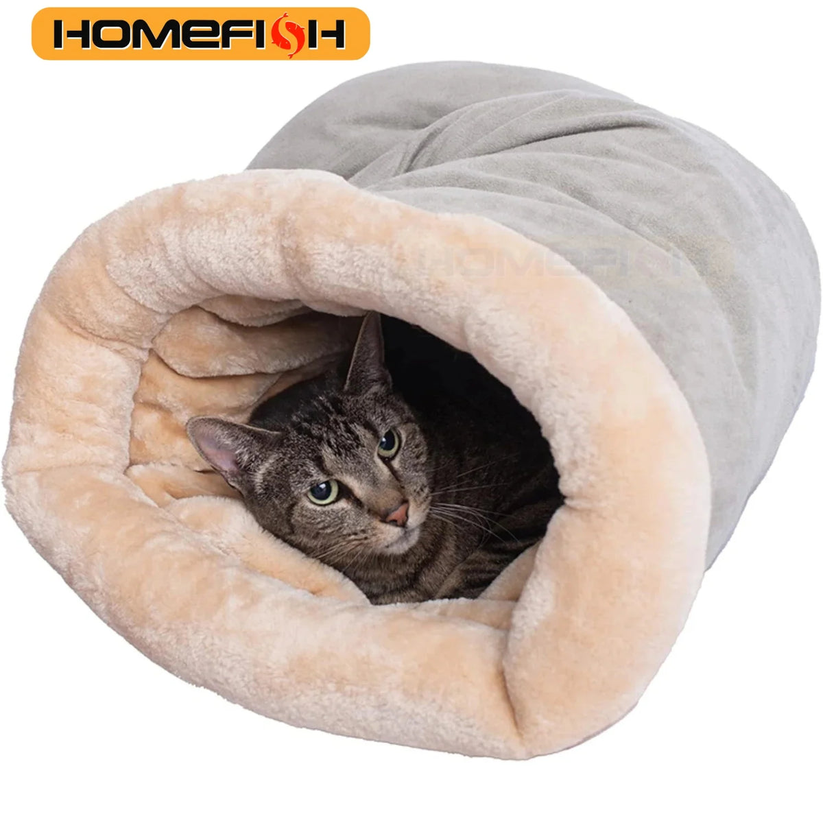Warm Semi-Enclosed Cat Sleeping Bag – Machine Washable Pet Nest Cat Sleeping Bag Babs Grey