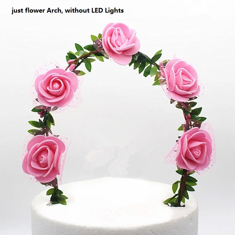 Flower Cake Topper with LED Lights | Wedding & Birthday LED Cake Topper Babs pink flower