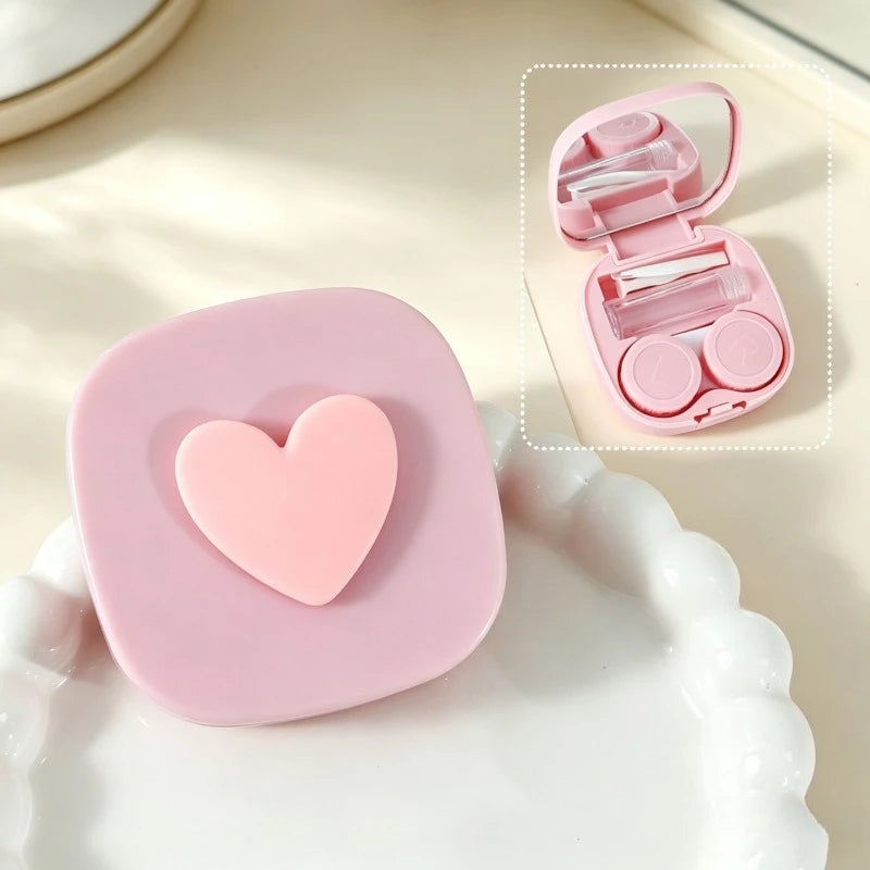 Heart Contact Lens Case with Mirror – Cute Travel Kit Contact Lens Case Babs