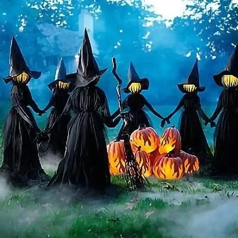 Glowing Halloween Witch Ornament | Sound-Activated LED Lights Halloween Outdoor Ornament Babs