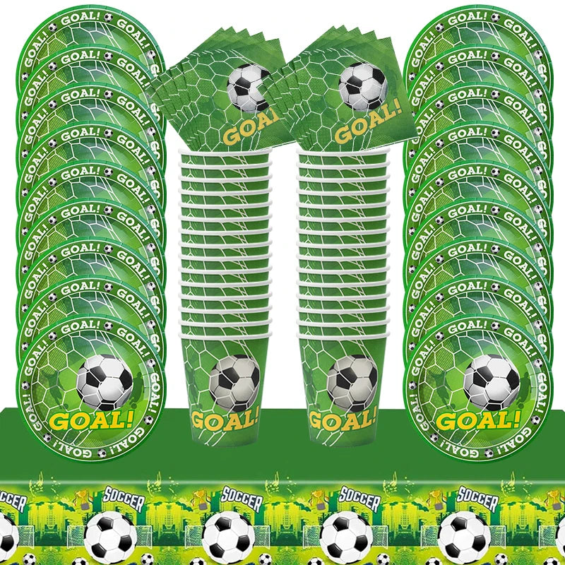 Soccer Party Disposable Tableware Set – Plates, Cups & More Party Tableware Set Babs