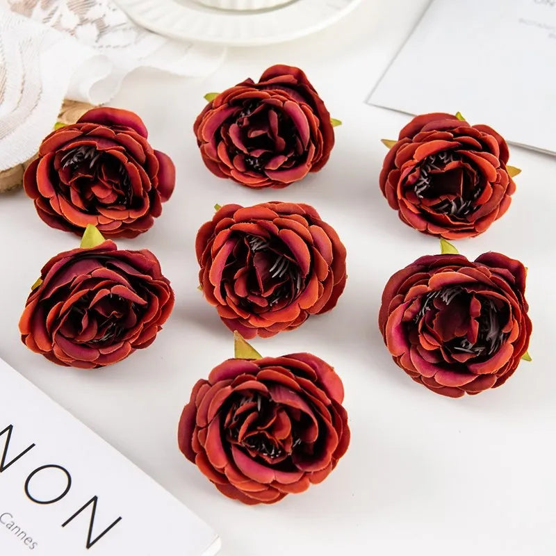 Silk Rose Artificial Flower Heads – Wedding & Home Décor Artificial Silk Flowers Babs Chocolate 10 pieces