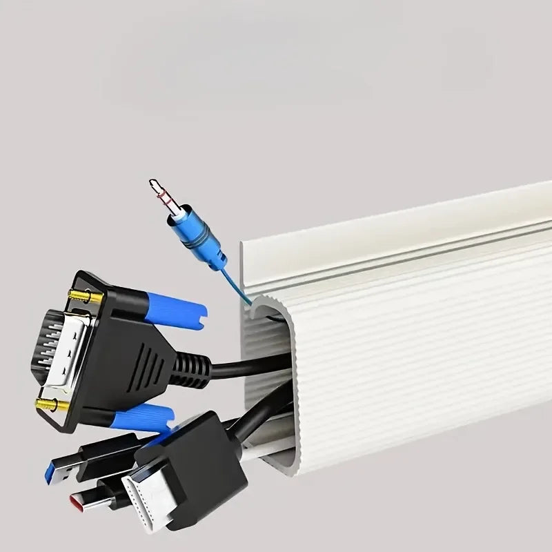 40cm Under-Desk Cable Organizer – Self-Adhesive Cable Raceway Cable Management Raceway Babs White
