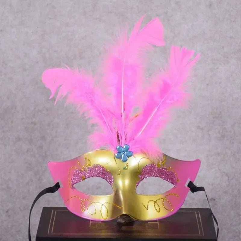 LED Flashing Feather Venice Mask – Masquerade Party Cosplay Feather Ball Mask Babs 2