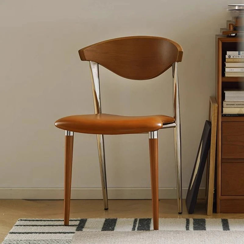 Nordic Minimalist Dining Chair | Microfiber Leather & Steel Dining Chair Babs