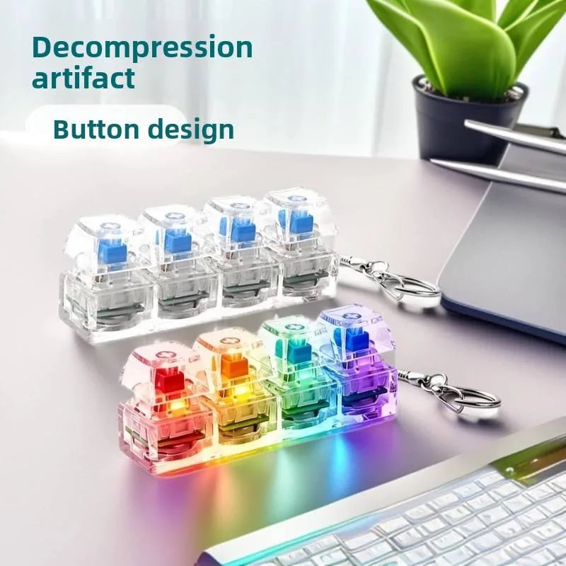 LED Light-Up Keyboard Keychain – Clickable Fidget Toy Gift Fidget Keychain Toy Babs