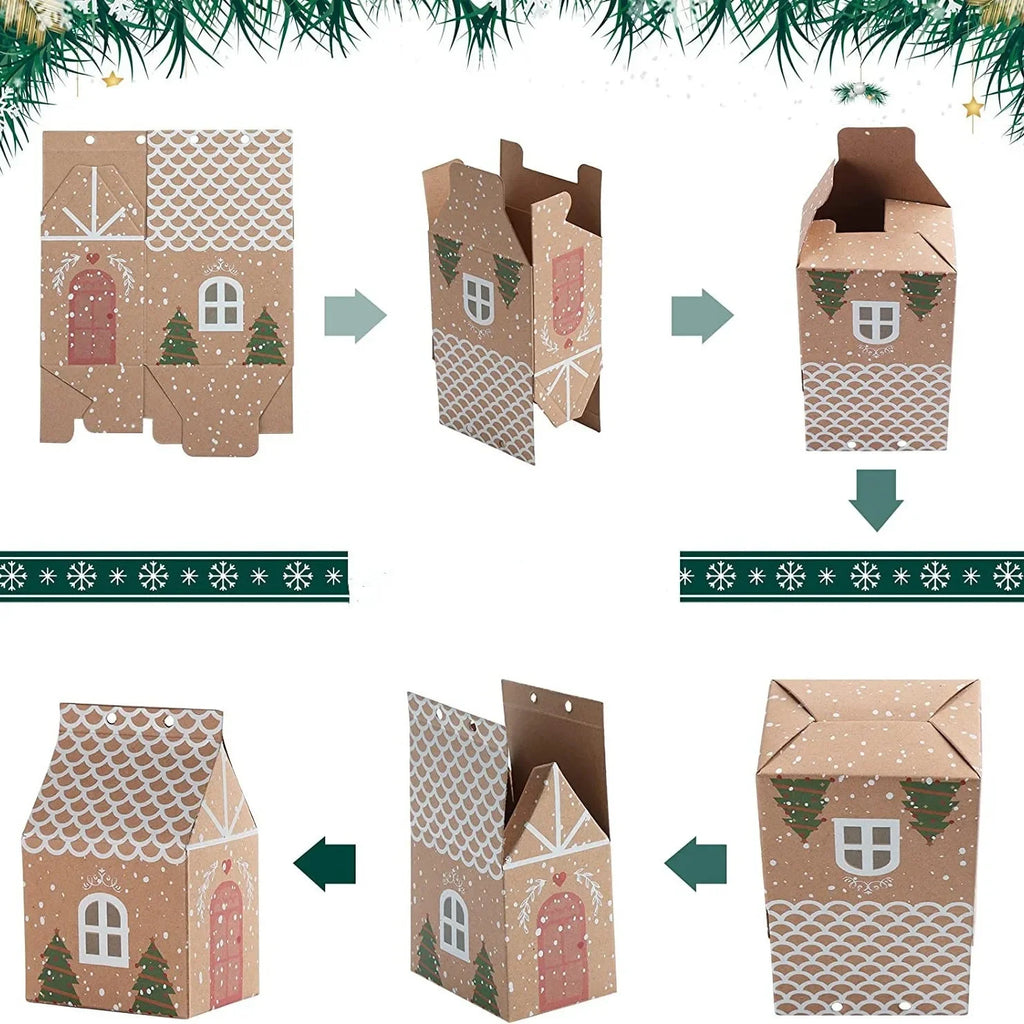 Christmas Kraft Paper Gift Boxes – Advent Calendar & Candy Packaging Holiday Gift Boxes Babs