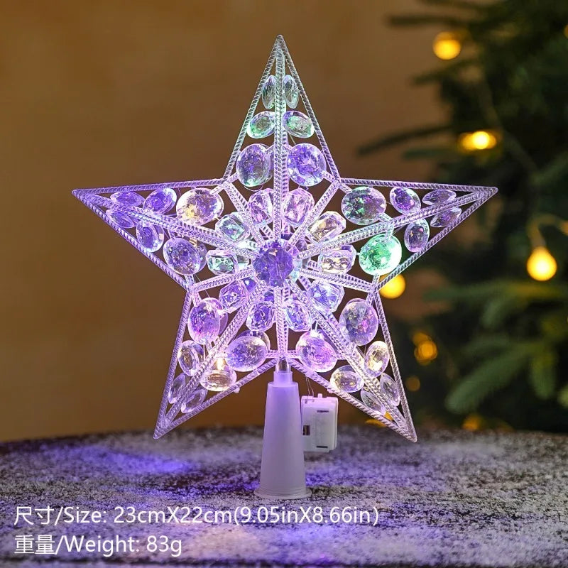 LED Star Christmas Tree Topper – Colorful Xmas Light Decoration Christmas Tree Topper Babs 02 1Pcs