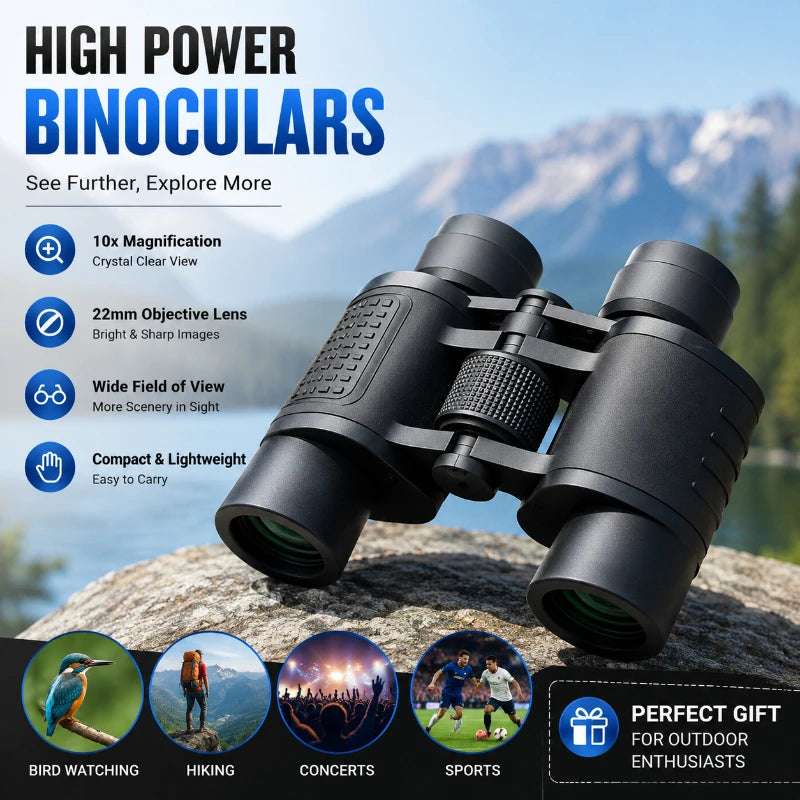 HD 8x36 Binoculars with Phone Adapter & Rangefinder HD Binoculars Babs