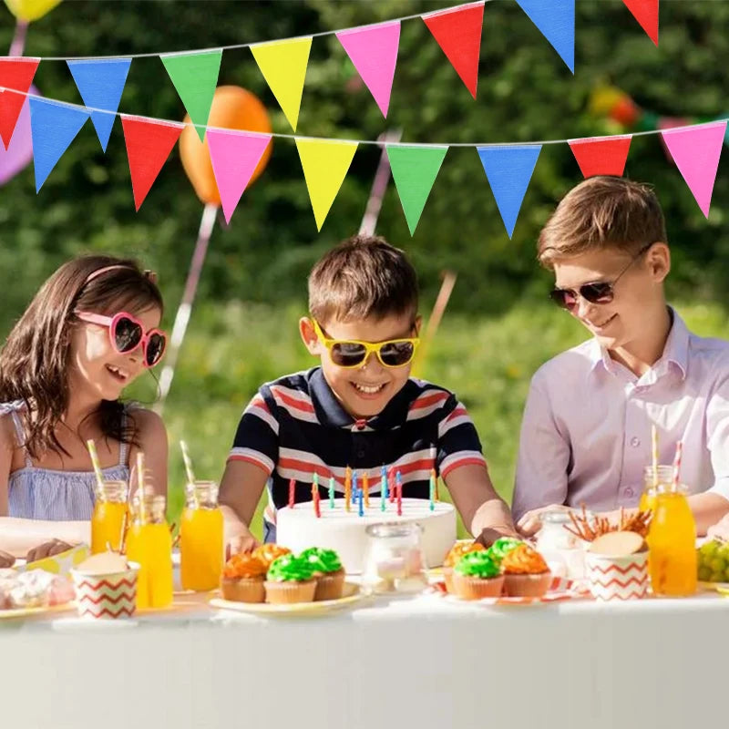 50M 100-Flag Colorful Triangle Bunting Banner Garland Party Bunting Banner Babs