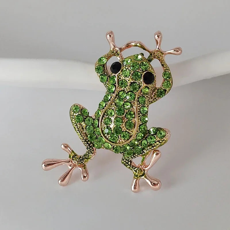 Luxury Green Crystal Frog Brooch – Animal Pin for Women Crystal Brooch Pin Babs