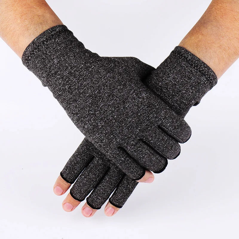 Fingerless Compression Gloves – Unisex Black Knit Sport Gloves Compression Gloves Babs