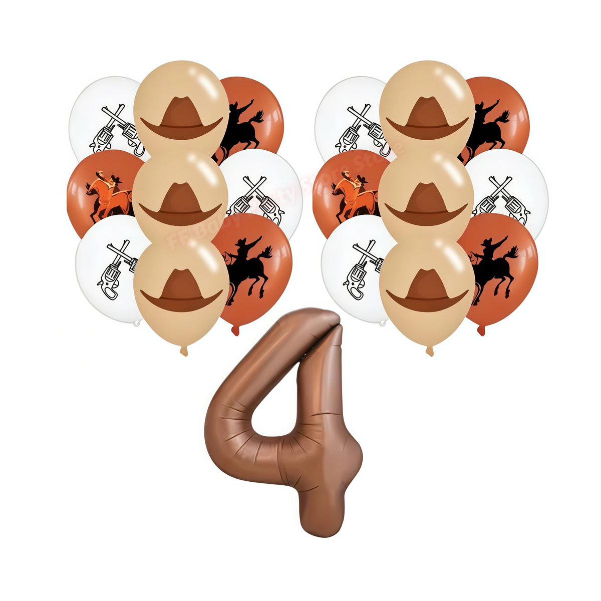 Wild West Cowboy Party Decoration Set – Balloons, Plates & Cups Party Decoration Set Babs 19pcs balloons-4 others