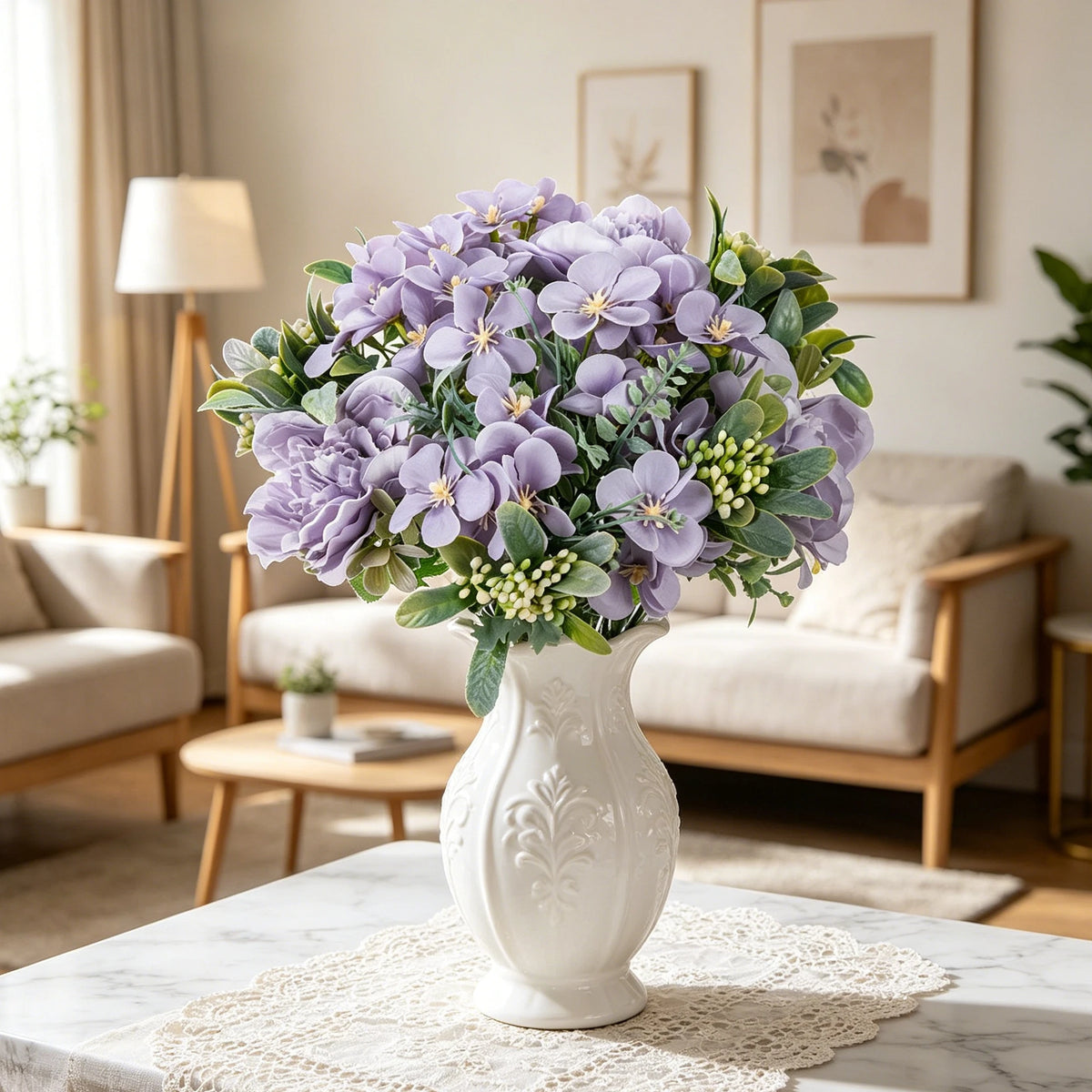 Artificial Silk Peony Bouquet – Fake Flowers for Home & Wedding Artificial Flower Bouquet Babs