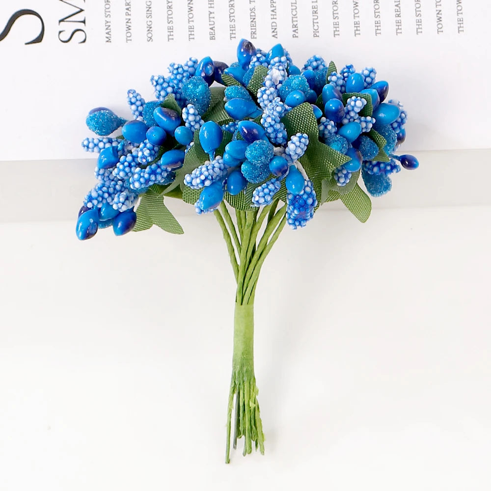 12Pcs Artificial Berry Stamen Flowers – DIY Wedding & Christmas Artificial Craft Flowers Babs