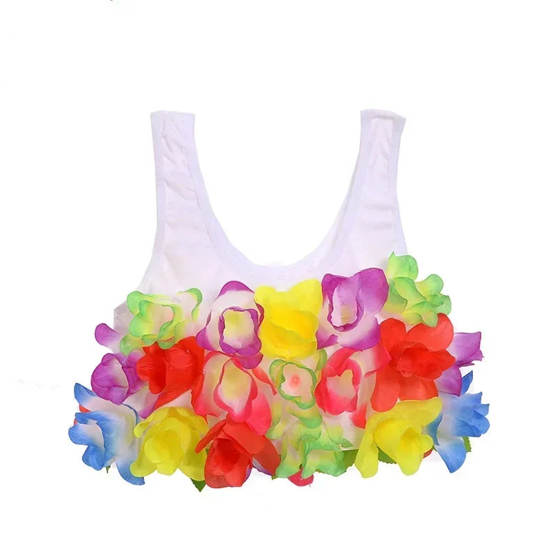 Hawaii Flower Bra Camisole – Kids & Adults Hula Party Top Costume Camisole Babs