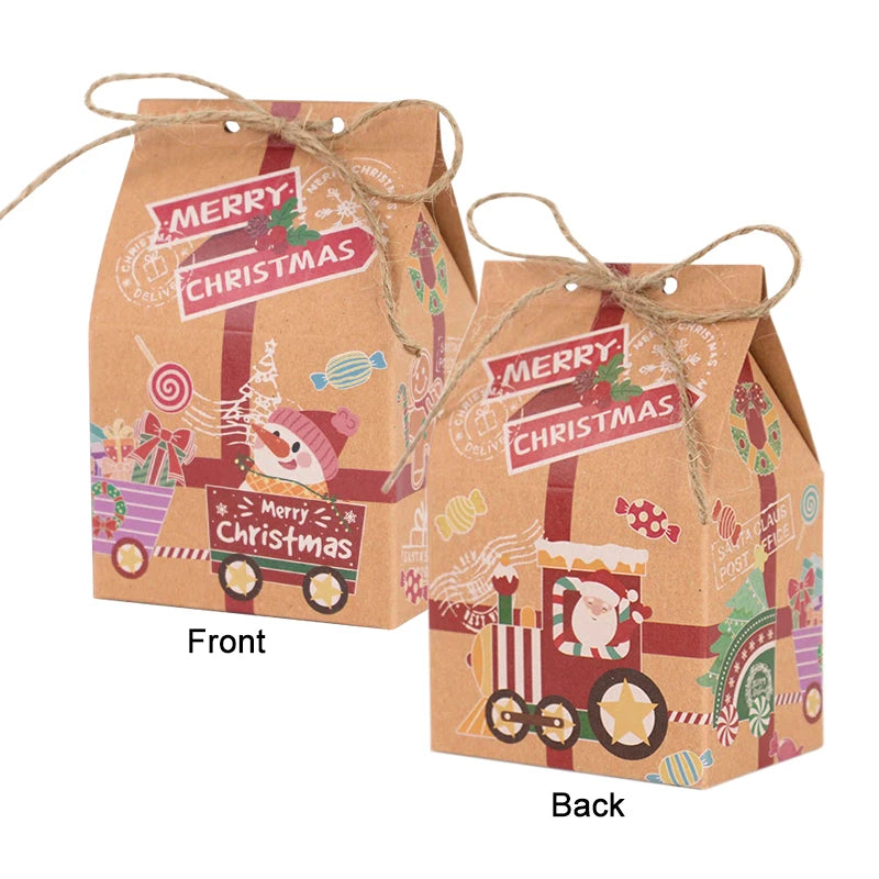 Christmas Kraft Paper Candy Gift Boxes – Santa House Design Holiday Gift Boxes Babs Style2 5pcs
