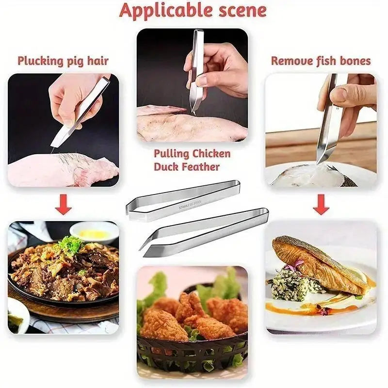 2-Pack Stainless Steel Fish Bone Tweezers – Kitchen Pincer Set Fish Bone Tweezers Babs
